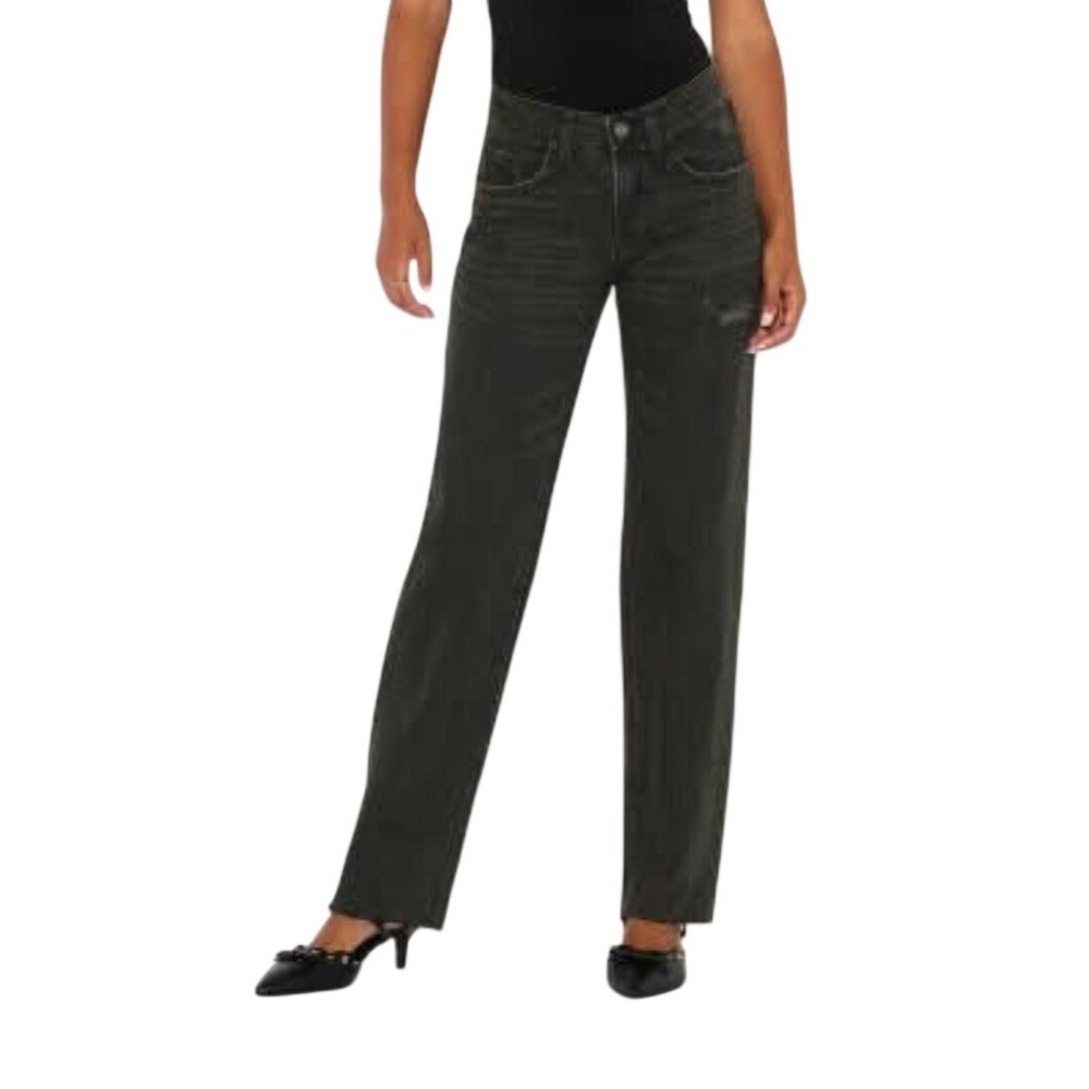 Wild Fable Women's Black Mid Rise Straight Leg Distressed Jeans Size 8